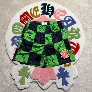 Eric Emanuel EE Basic Short Green Black Checkered Mesh Size Large Streetwear